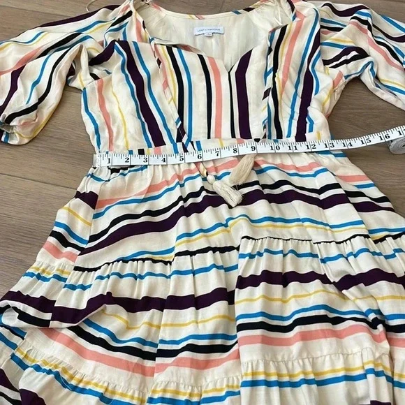 LOST + WANDER REVOLVE CORY Cream Blue STRIPED Boho MINI DRESS - Picture 14 of 16